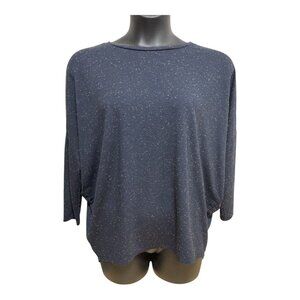 Loft Size MEDIUM Oversized Blue Pullover Sweater Shirt 3/4th Sleeve